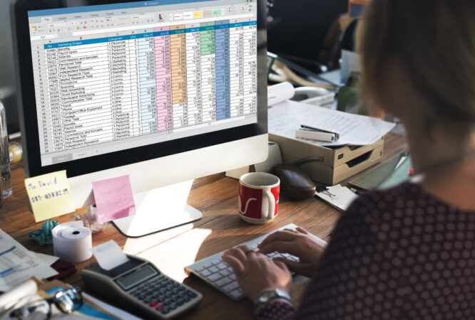 Spreadsheet Document Information Financial Startup Concept