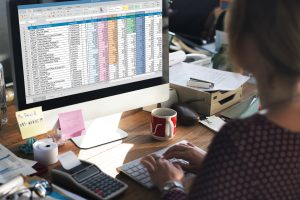 Spreadsheet Document Information Financial Startup Concept