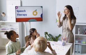 young-woman-doing-speech-therapy-with-kids